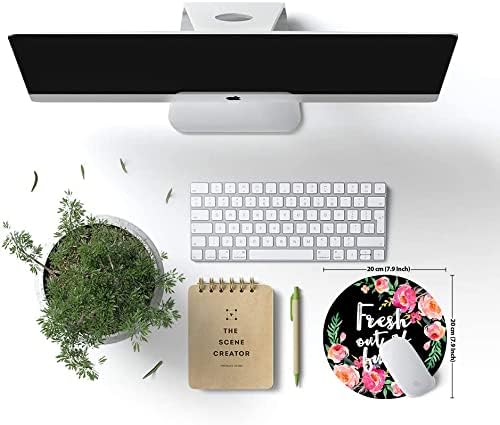 Mouse Pad Floral, Fashion Funny Wording with Flowers Mouse Pad, Waterproof Circular Small Mouse Pads with Designs for Women, Non-Slip Rubber MousePads for Office Laptop