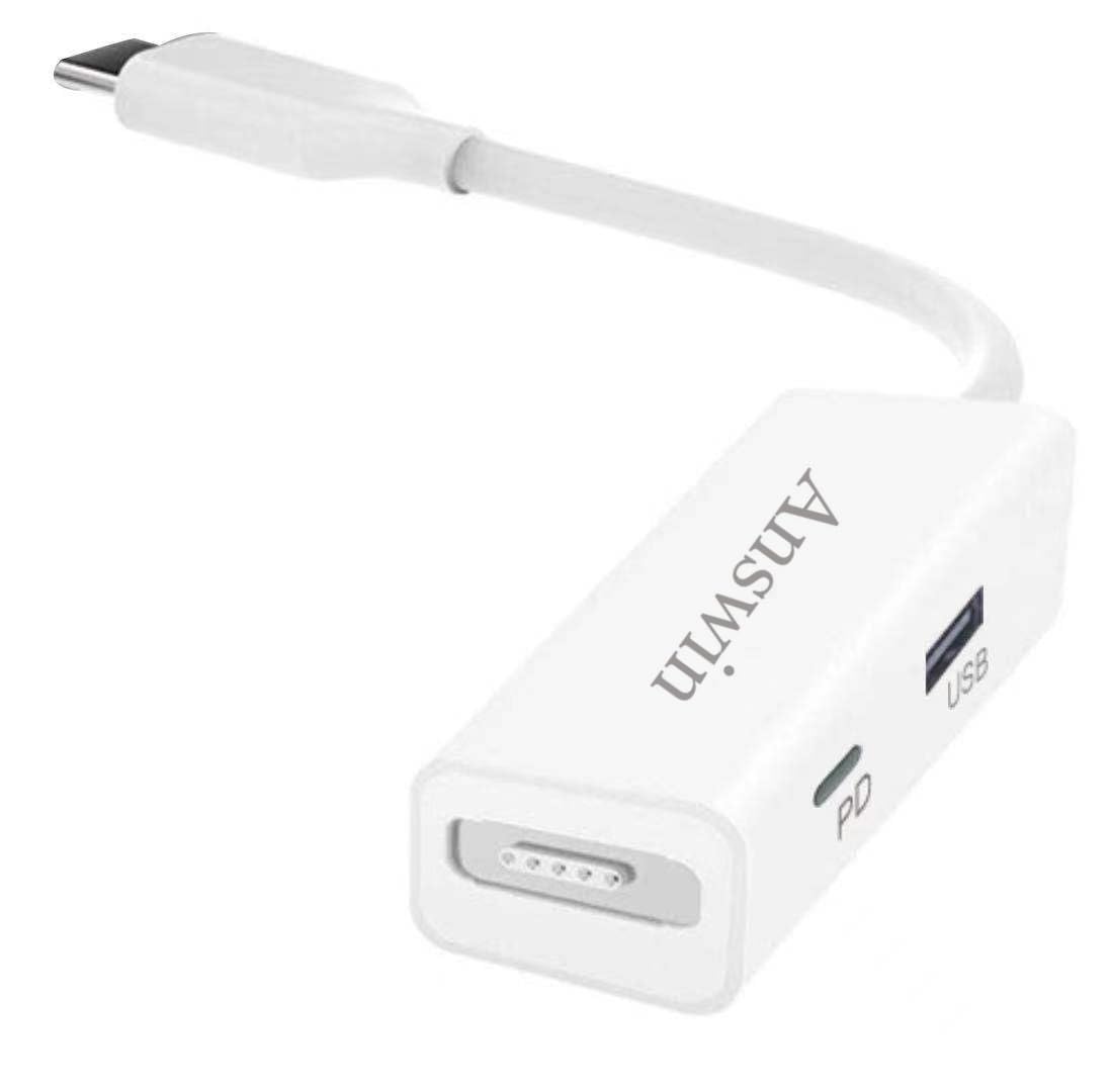 Mag-Safe to USB C Adapter, 3-in-1 Mag-Safe 1 & 2 Adapter for iPhone 15 Series, M1/M2 MacBook