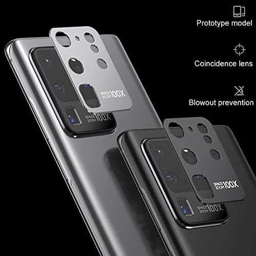 2 Pack Alloy Metal Camera Lens Protector for Samsung S20 Ultra, Easy Installation [Not Affect Flash] (Gray)