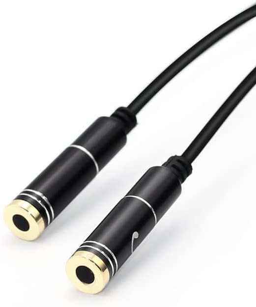 Audio Splitter Cable Y Adapter, 3.5mm Male to 2 Female for Headphone, Desktop and Laptop (Black)
