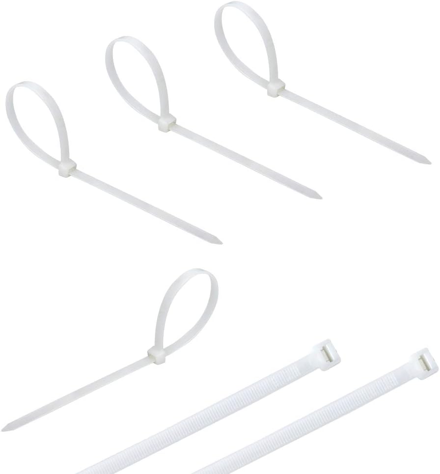 1000 Pack 4 Inch KOOWIN Nylon Plastic Cable Zip Ties - Small Wire Wraps in White