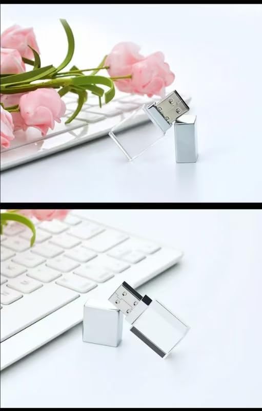 HOPAS New Crystal Transparent Rectangle Genuine USB Flash Drive Wedding Gift Pen Drive,Silver