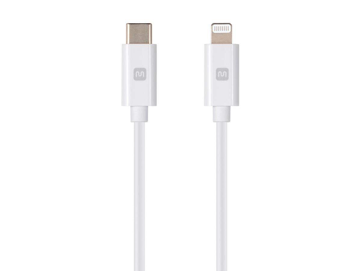 Monoprice 3ft Apple MFi Certified Lightning to USB Type-C Sync Cable - White, for iPod, iPhone, iPad with Lightning