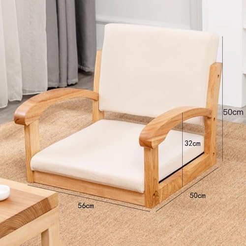 BTZHY Floor Chair Tatami Floor Chair Made of Wood with Backrest and Armrest Meditation Floor Chair Living Room Floor Chair Portable Japanese Legless Chair