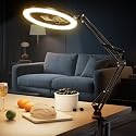 UBeesize 12’’ Overhead Ring Light for Desk with Phone Mount, LED Selfie Light with Adjustable Arm & Clamp, Dimmable Lighting for Video Recording