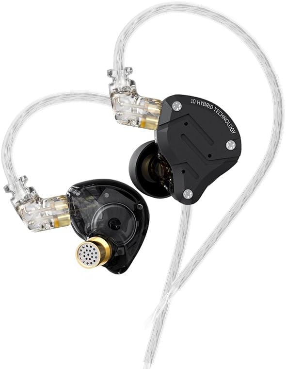 Kinboofi KZ ZS10 Pro IEM Headphone, in Ear Monitor Headphone, 4BA 1DD KZ Wired Earphone Multi Driver in Ear Earphone,IEM Earphone on Stage Monitor for Singer Guitarist Drummer (Matte Black No Mic)