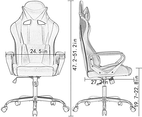 Gaming Chair Ergonomic Office Chair Desk Chair with Lumbar Support 360 Swivel &amp Rolling Computer Chair for Adults PU Leather Racing Style Supports 250lbs(Red)