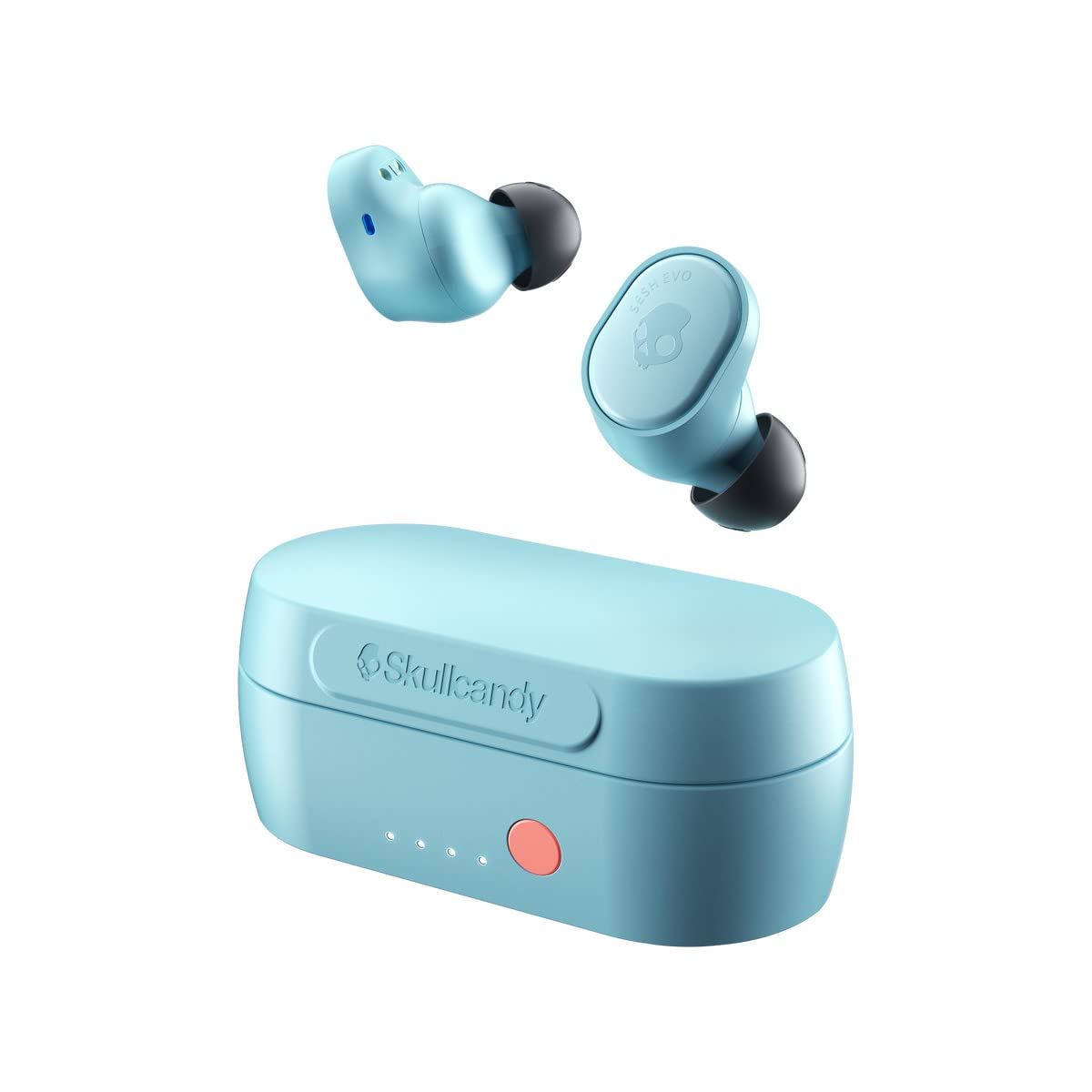 Skullcandy Sesh Evo in-Ear Wireless Earbuds, 24 Hr Battery, Microphone, Works with iPhone Android and Bluetooth Devices - Bleached Blue