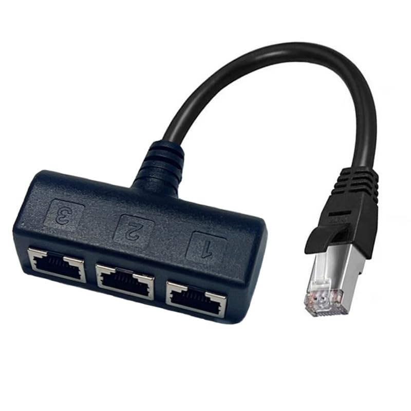 HRIOEKAX RJ45 RJ45 1 3 Cat5, Cat5e, Cat6, Cat7 Set-top Upgrade Ethernet Splitter Cable, Male to Female Network Splitter