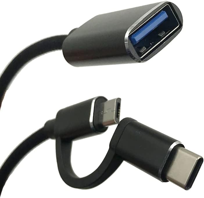 2Pack 2 in 1 Weave Micro USB and Type C Male to USB 2.0 Female Converter Adapter Cable (Black)