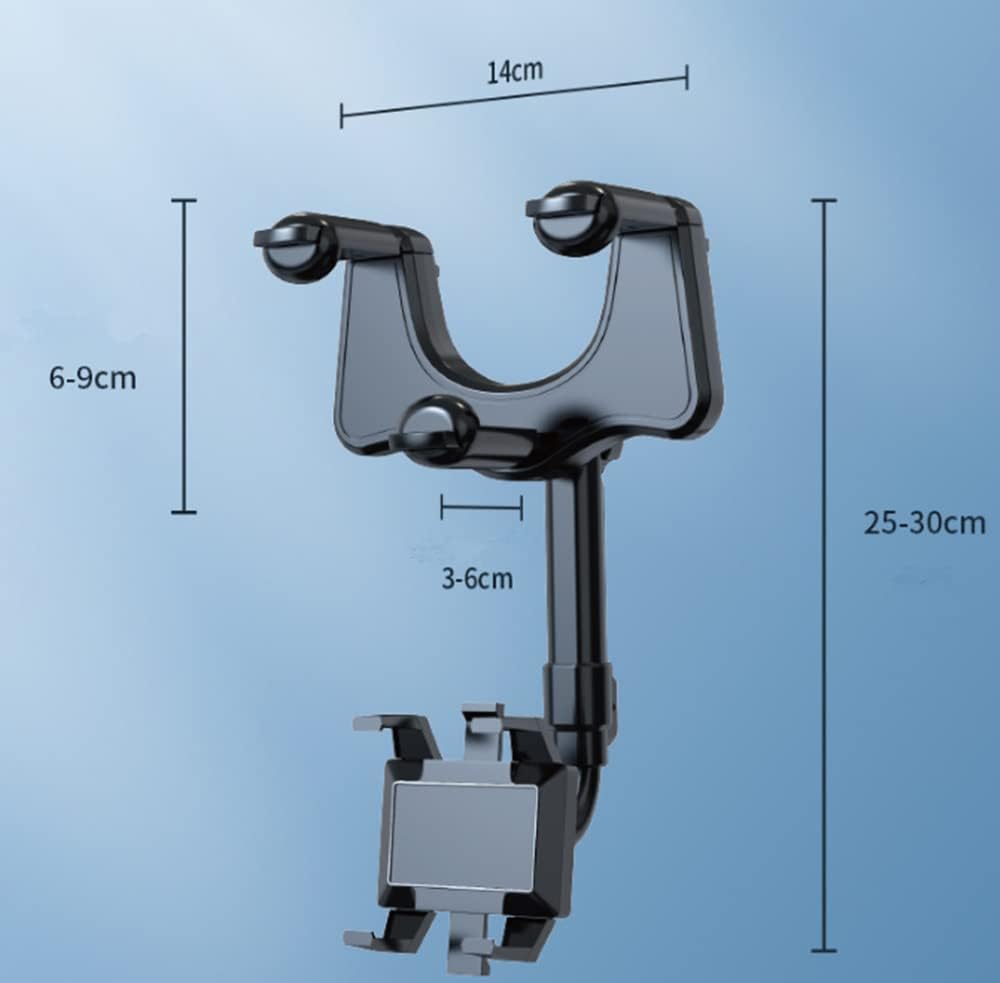 360° Rotatable Smart Phone Holder, Adjustable Telescopic Mount Bracket for Car Rearview Mirror