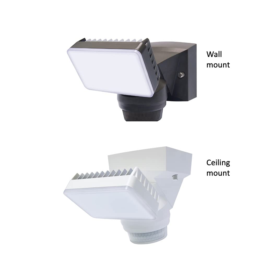 IQ America 16W LED Motion Sensor Motion Security Outdoor Flood Light,1600 Lumen,180° Sensor, Head tilts and Pans, Adjustable time, Hi-Lo Light Levels