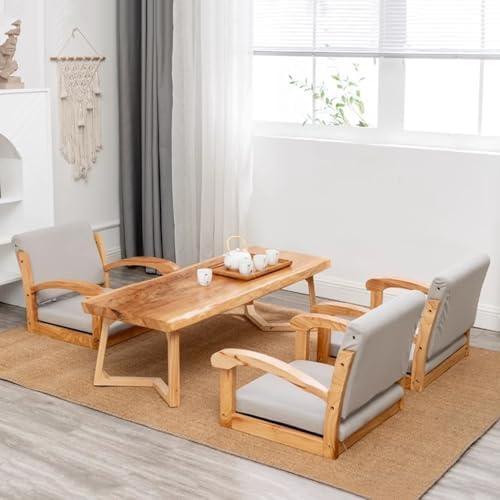 BTZHY Floor Chair Tatami Floor Chair Made of Wood with Backrest and Armrest Meditation Floor Chair Living Room Floor Chair Portable Japanese Legless Chair
