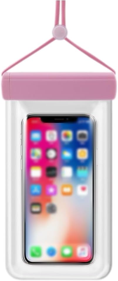 1PCS Waterproof Phone Case - Universal Fit for iPhone 14/13/12 & Android Phones - Submersible Up to 100ft for Kayaking, Fishing, Rain,etc.(Black/White/Pink) (Pink)