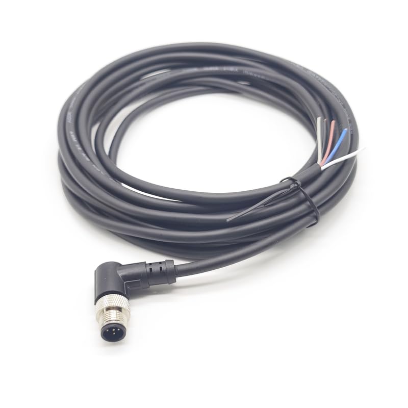 M12 5Pin Male Connector Cable, A Code Right Angle Molding Aviation Sensor Electrical PVC Cable 5Meter