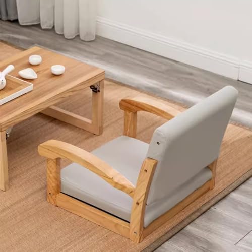 BTZHY Floor Chair Tatami Floor Chair Made of Wood with Backrest and Armrest Meditation Floor Chair Living Room Floor Chair Portable Japanese Legless Chair