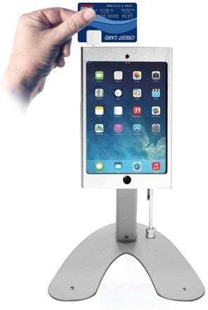 Dual Kiosk Stand- CTA Aluminum Stand with Locking Case and Cable. 360-Degree Rotating Base. Enclosure Designed for iPad mini Generations 1-5 with Access to all Ports and Buttons, Silver (PAD-ASKM)