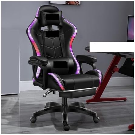 Computer Chair Gaming ChairComputer ChairLeather Office Chair Light Gamer Chair Swivel Gaming Chair Chair (RGB Red One Size)
