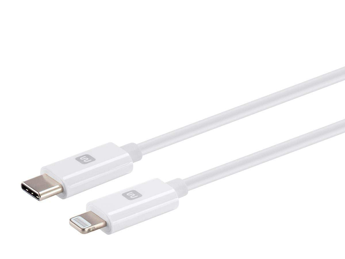 Monoprice 3ft Apple MFi Certified Lightning to USB Type-C Sync Cable - White, for iPod, iPhone, iPad with Lightning