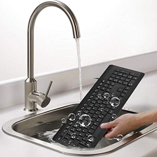 BoxWave Keyboard Compatible with Dell Inspiron 13 5310 (13.3 in) - AquaProof USB Keyboard Washable Waterproof Water Resistant - Jet Black