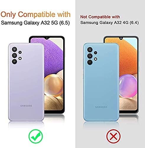 LeYi for Samsung A32 5G Case, Full-Body Shockproof Soft Liquid Silicone Phone Case with 2 x Tempered Glass Protector,