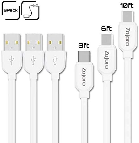 Zojoro USB Type C Cable 3-Pack [3Ft 6Ft 10Ft] High Speed Data & Charging Cable