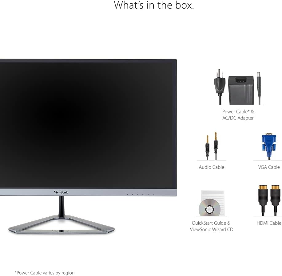 ViewSonic VX2476-SMHD 24 Inch 1080p IPS Monitor with FreeSync, Ultra-Thin Bezels, HDMI and DisplayPort