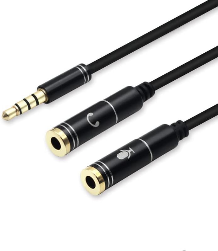 Audio Splitter Cable Y Adapter, 3.5mm Male to 2 Female for Headphone, Desktop and Laptop (Black)