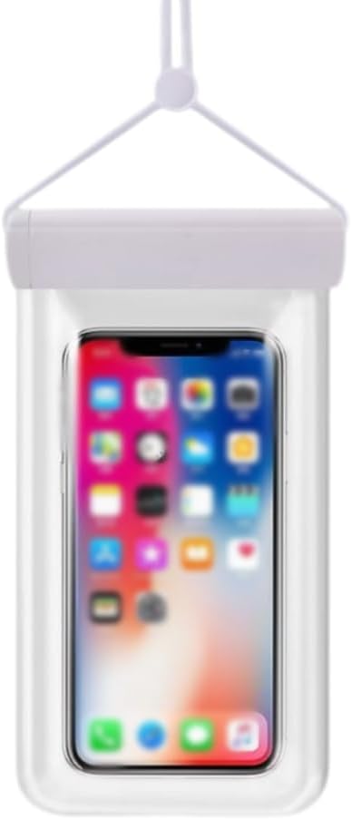 1PCS Waterproof Phone Case - Universal Fit for iPhone 14/13/12 & Android Phones - Submersible Up to 100ft for Kayaking, Fishing, Rain,etc.(Black/White/Pink) (White)