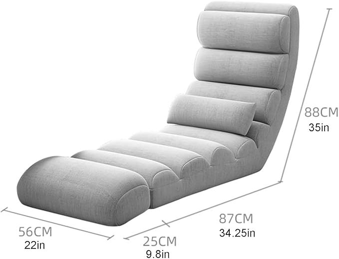 Floor Chair 13 Gear Adjustable Back Support Folding Sofa Bed Ergonomic Large Support Lounger Easy for Storage Comfortable Padded Gaming Chair(Blue)