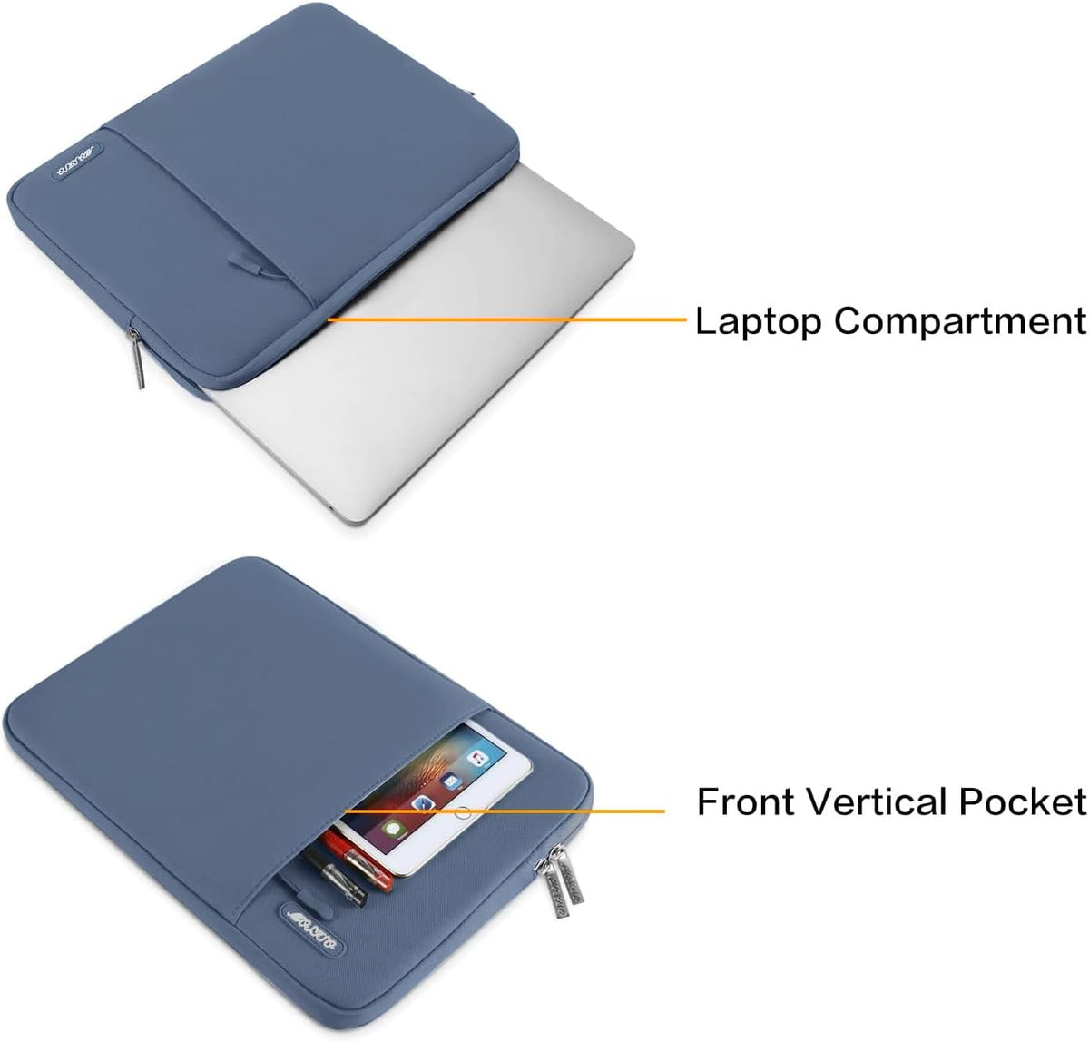MOSISO Laptop Case 13 inch, 13 inch Laptop Sleeve Compatible with MacBook Air M4 M3 M2 M1 2025-2018 / Pro M2 M1 2025-2016, Polyester Vertical Computer Sleeve Bag with Pocket, Steel Blue