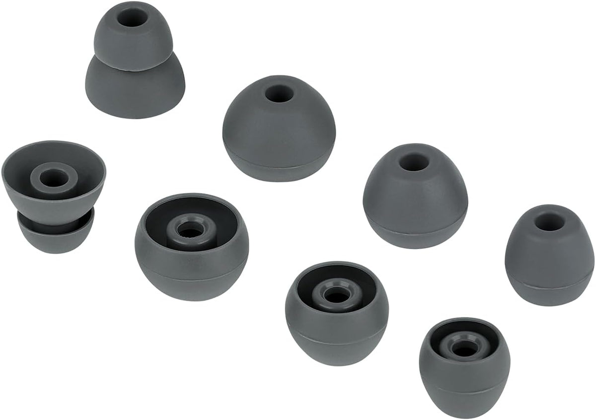 Silicone Replacement Earbud Tips Compatible with Powerbeats Pro, 4 Pairs Dark Gray Rubber Tips for Headphones