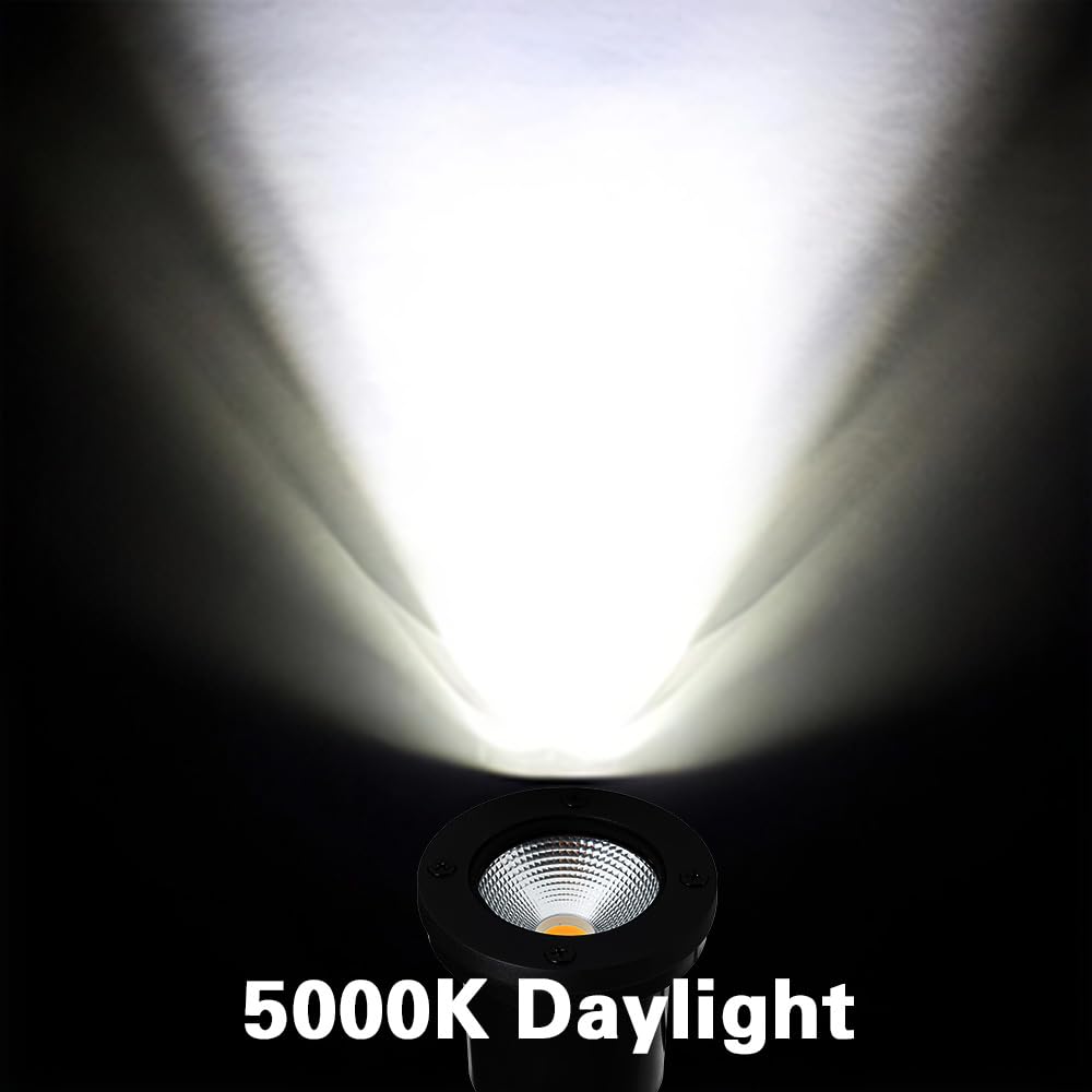 EAGLOD 12W LED Well Light, Low Voltage Landscape Ground Lights,12V-24V Outdoor In Ground Lights, IP67 Waterproof Landscape Lighting 5000K Daylight