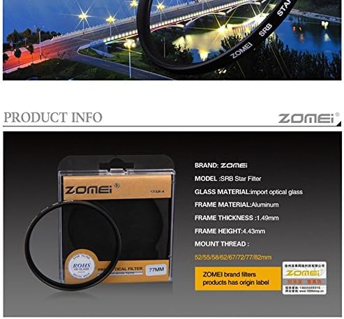 ZOMEI 55mm Star-Effect Cross Starburst Twinkle Lens + 4, 6, 8 Points Star Filter Set for Canon Nikon