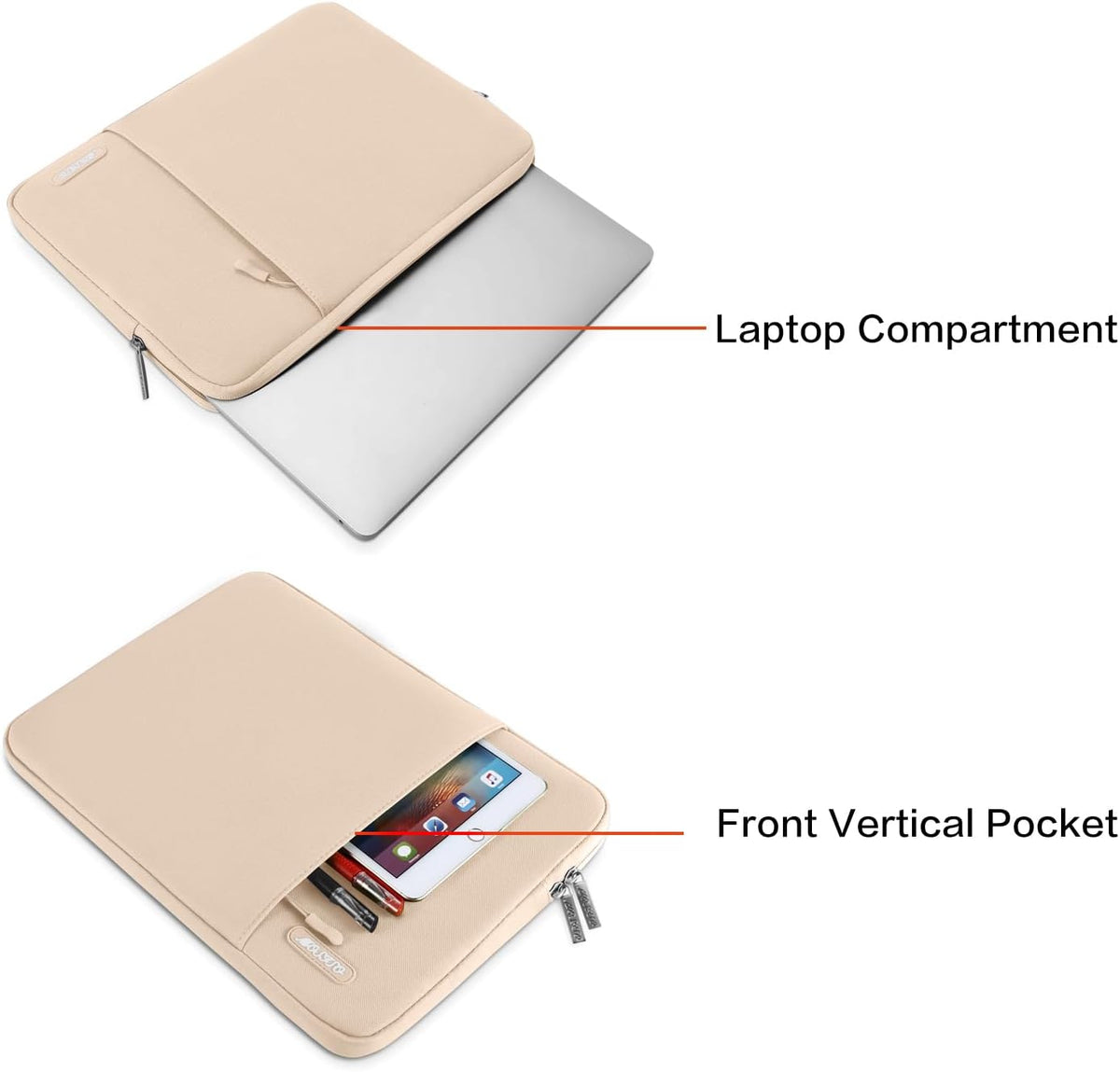 MOSISO Laptop Case 15 inch, 15 inch Laptop Sleeve Compatible with MacBook Air 15 M4 A3241 M3 A3114 M2 A2941 2025 2024 2023,Dell XPS 15,Polyester Vertical Computer Sleeve Bag with Pocket, Apricot