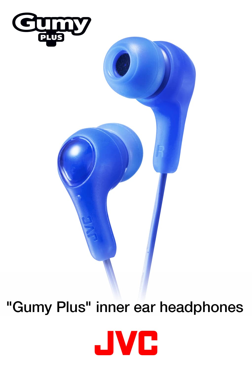 JVC Gumy in Ear Earbud Headphones, Powerful Sound, Comfortable and Secure Fit, Silicone Ear Pieces S/M/L - HAFX7A (Blue) One Size, 1 Count (Pack of 1)