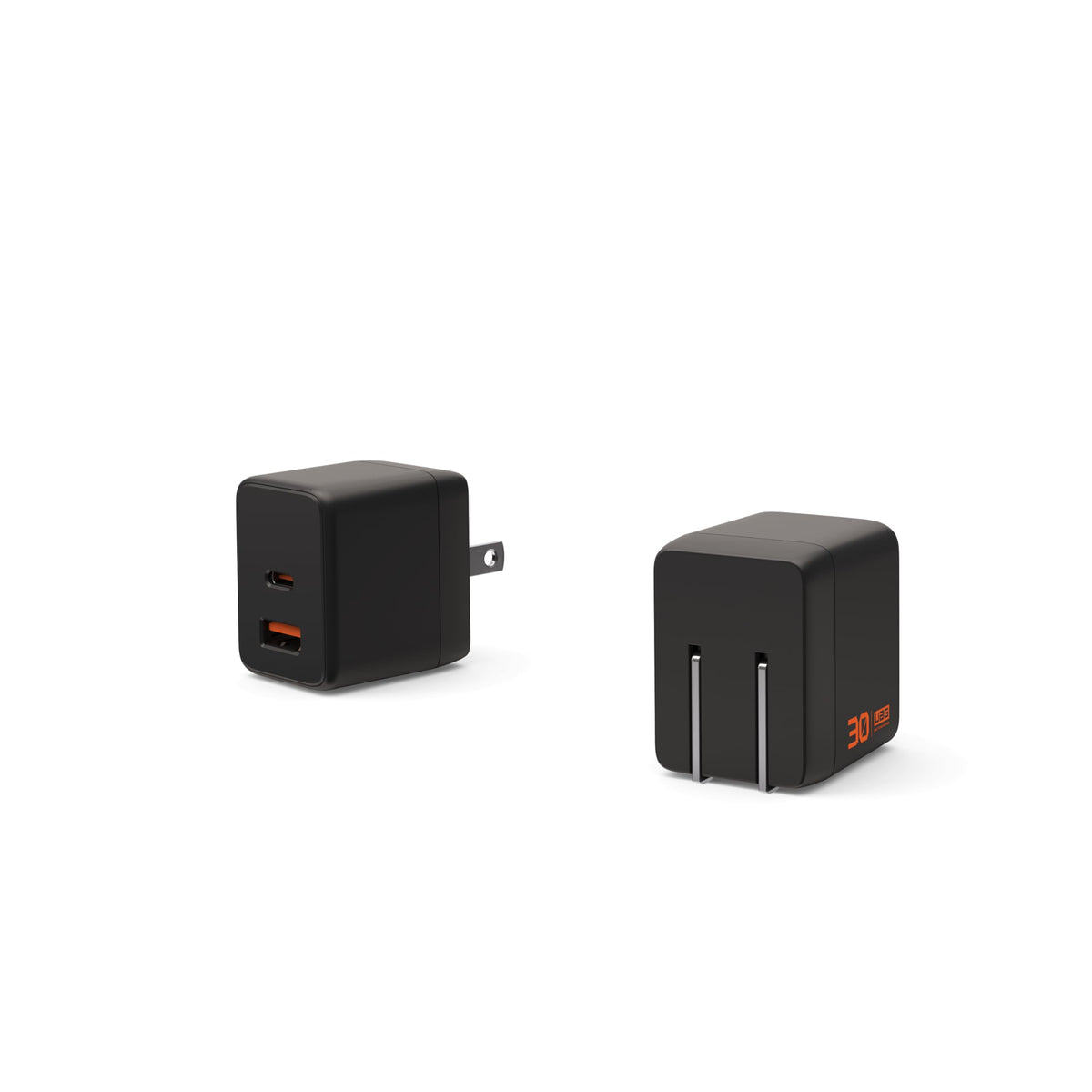 URBAN ARMOR GEAR UAG SRG 30W GaN 2-Port Wall Charger - USB USB-C Dual Port Foldable Compact Travel PD Quick Charging Power Adapter for Smartphone