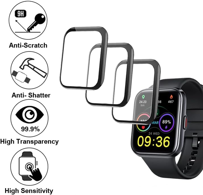 3D Screen Protector Compatible with ID208 PLUS 1.8” ENOMIR Fitpolo Quican Smart Watch (Answer/Make Calls)