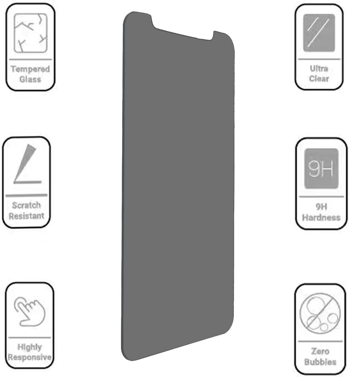 Deara 2 Pack Privacy Screen Protector for iPhone 11 Pro/Xs/X [5.8 Inch] - Anti Spy Tempered Glass Film [9H Hardness] -
