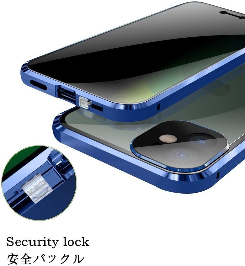 Anti-spy Screen Case for iPhone 12 Pro Max, Lock + Magnetic Adsorption Anti-Peeping Metal Frame Protective Cover