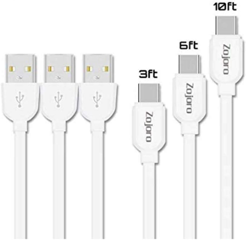 Zojoro USB Type C Cable 3-Pack [3Ft 6Ft 10Ft] High Speed Data & Charging Cable