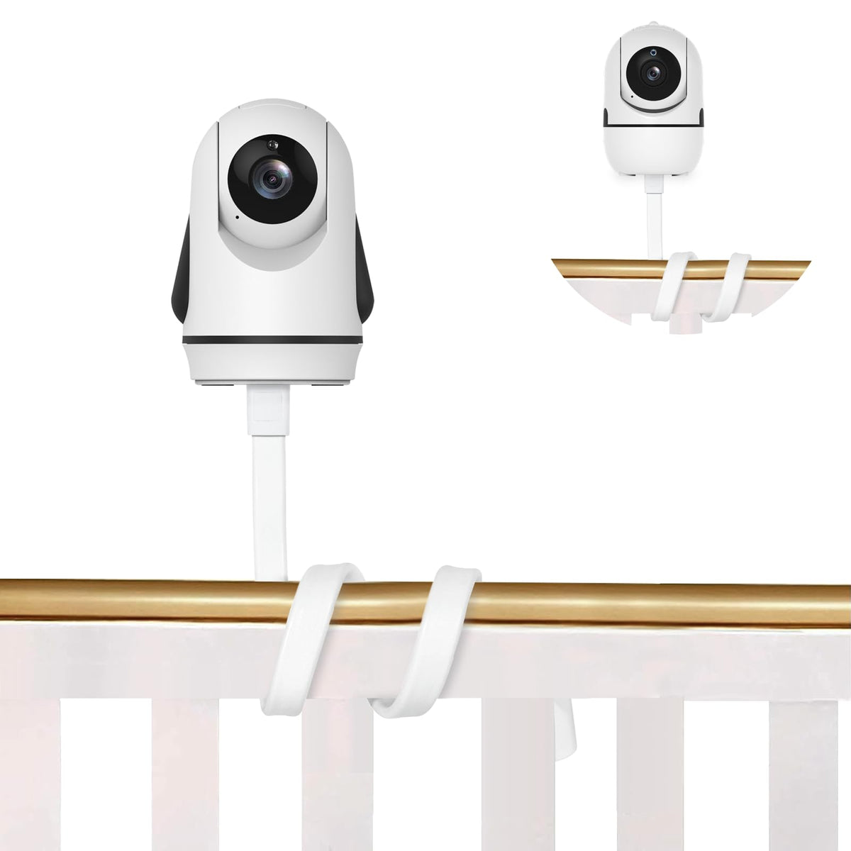 HelloBaby Flexible Baby Camera Mount Monitor Stand Baby Monitor Holder Attaches to Crib Cot Shelves or Furniture (White)(Baby Monitor not Included)