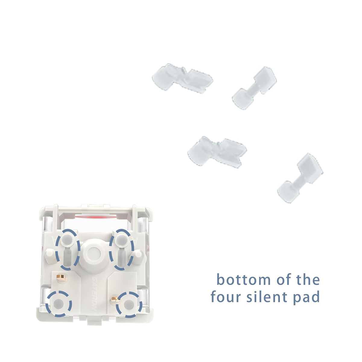 GATERON Silent Silver Keyboard Switches, Dual-Rail Fully Silent 3 Layer 5 Pin Linear DIY RGB (10PCS)