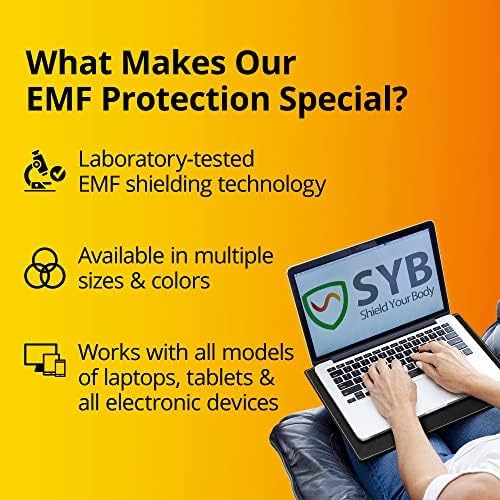 Shield Your Body - Laptop Lap Pad with SaferBody™, Anti Radiation Shield & Heat Shield Pad, EMF Blocker Laptop Pad for Up to 17in.Wide Device (15.9 x 12 inches), Jet Black PU Leather Color