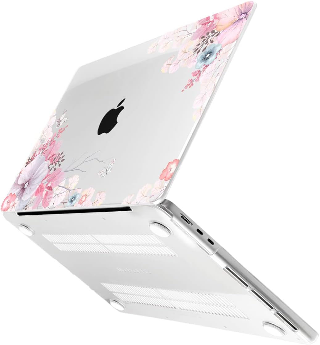 Batianda Premium Case for New MacBook Air 15 inch 2025 2024 2023 with M4 M3 M2 Chip, Designed Protective Plastic Hardshell & Keyboard Cover & Screen Protector, Lovely Flower