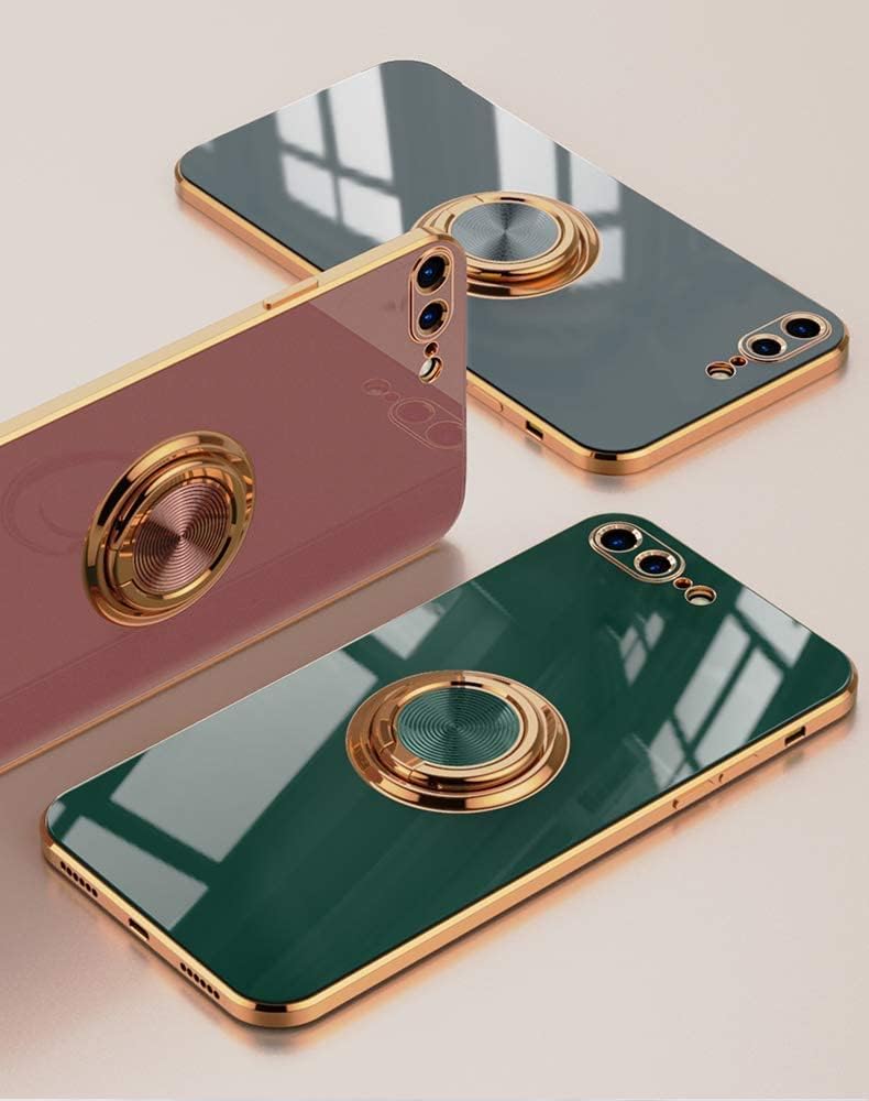 EYZUTAK Electroplated Magnetic Ring Holder Case, 360 Degree Rotation Metal Finger Ring Holder for iPhone 7 Plus 8 Plus
