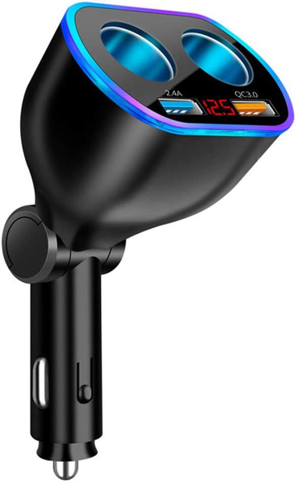Car Charger Cigarette Lighter Splitter Adapter, 120W QC3.0 Dual USB Fast Charging for Phone, Tablets, GPS