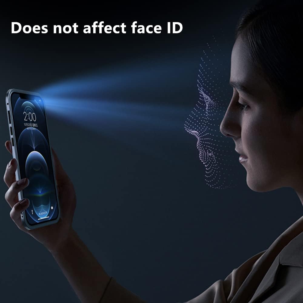 Jonwelsy Anti Peeping Case for iPhone 13 Pro Max, 360 Degree Protection Cover, Privacy Tempered Glass Anti-Spy Case Cover, Magnetic Adsorption Bumper Metal Frame Case for 13 Pro Max (Silver)