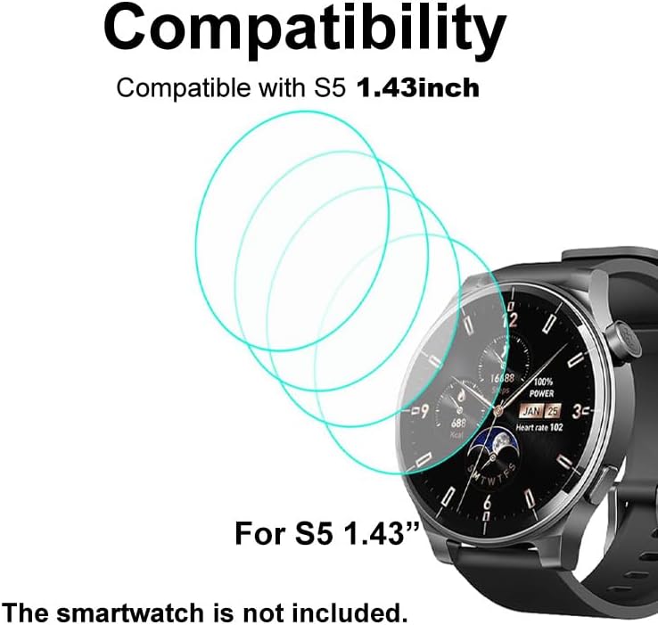 Tempered Glass Screen Protector Compatible with TOZO S5 1.43”, 4PCs, 9H