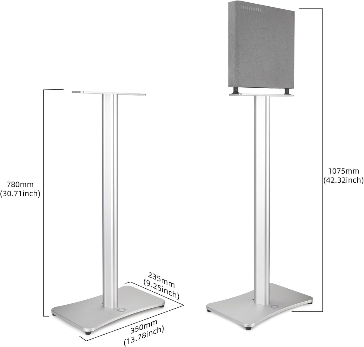 Luxury Floor Stand for Sony HT-A9M2 HT-A9 SA-RRS5 - Aerospace Aluminum Speaker Stand with Adapter Kits, Hi-End Home Theater Accessory, Silver Finish